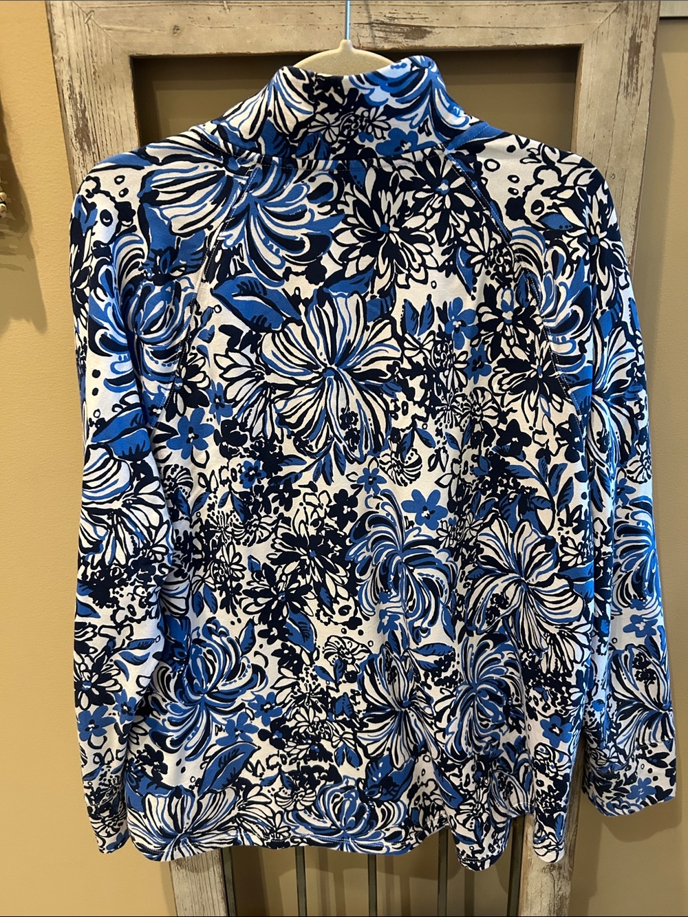 Lilly Pulitzer Navy and Royal Blue Floral 1/4 Zip Jacket - Picture 4 of 5